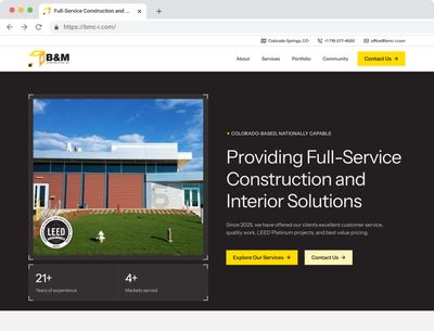 B&M Constrution website flat mockup