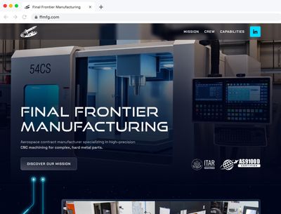 Final Frontier Manufacturing website flat mockup