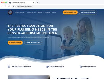 Mr. Perfect Plumbing website flat mockup