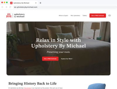 Upholstery By Michael website flat mockup