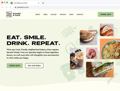 YLS Bakery and Cafe website flat mockup