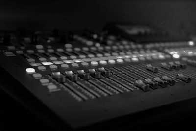 Radio station soundboard in grayscale