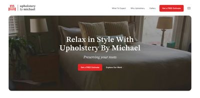 Screenshot of the Upholstery By Michael website hero section