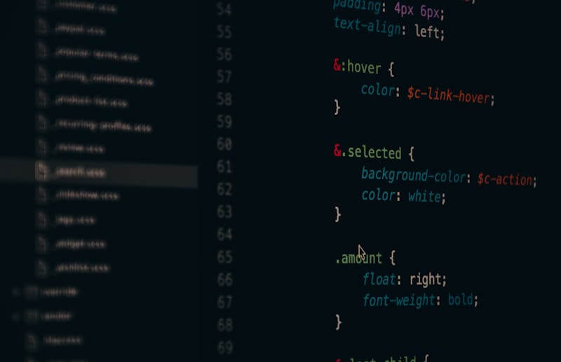 Closeup of computer screen with LESS/CSS code on it